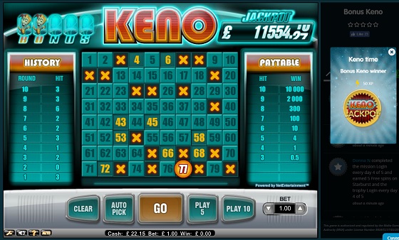 casino room keno