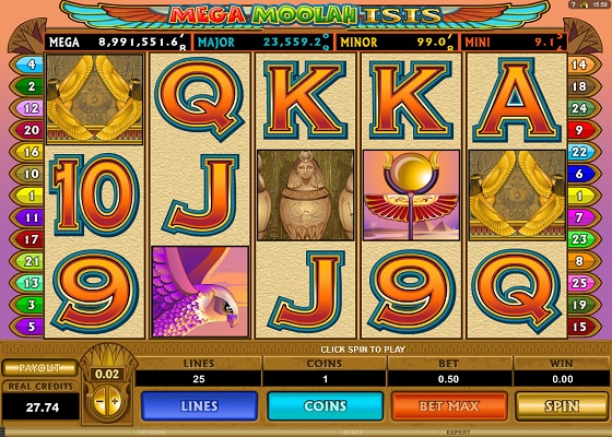 Isis Mega Moolah Egyptian Themed Slot