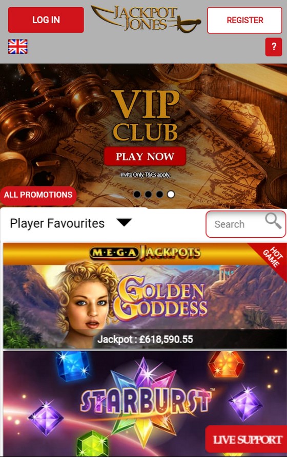 Jackpot Jones mobile site