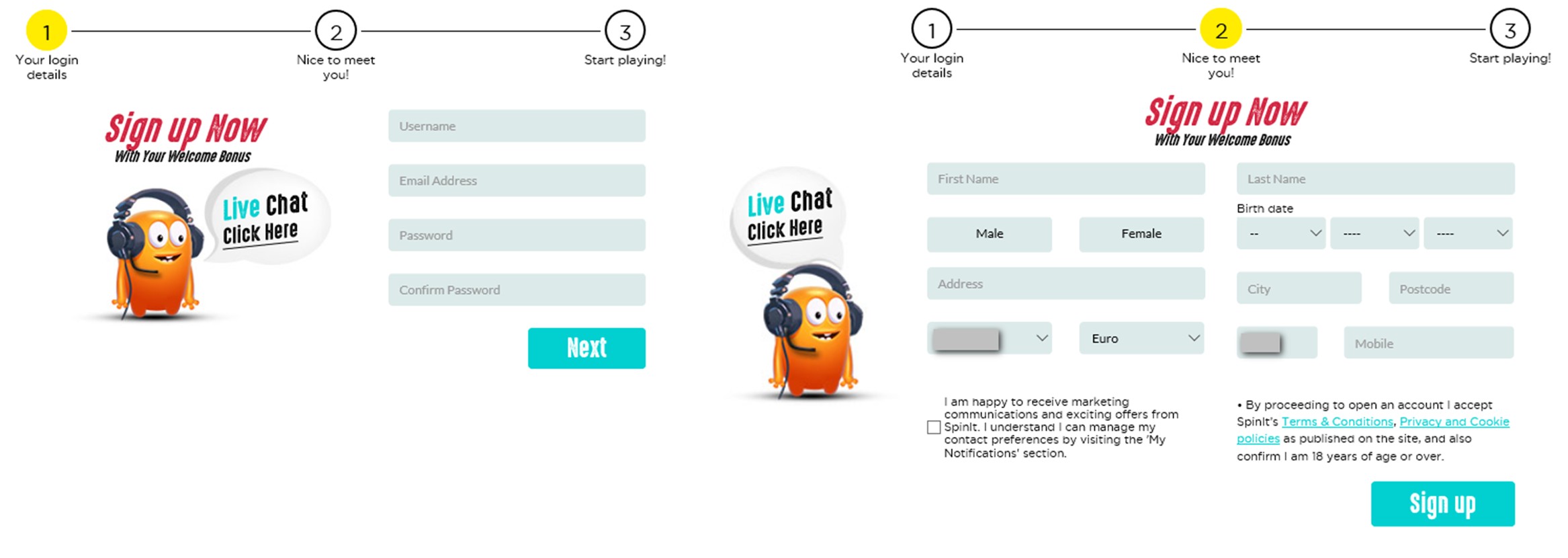 SpinIt Registration Process