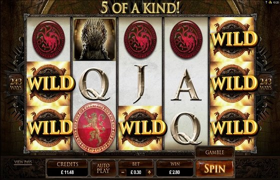 Game of Thrones - film based slots