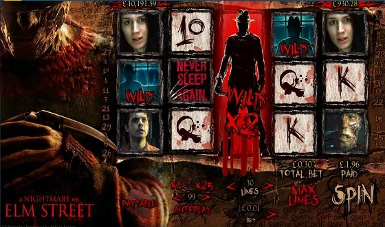 film based slots - Nightmate on elm street