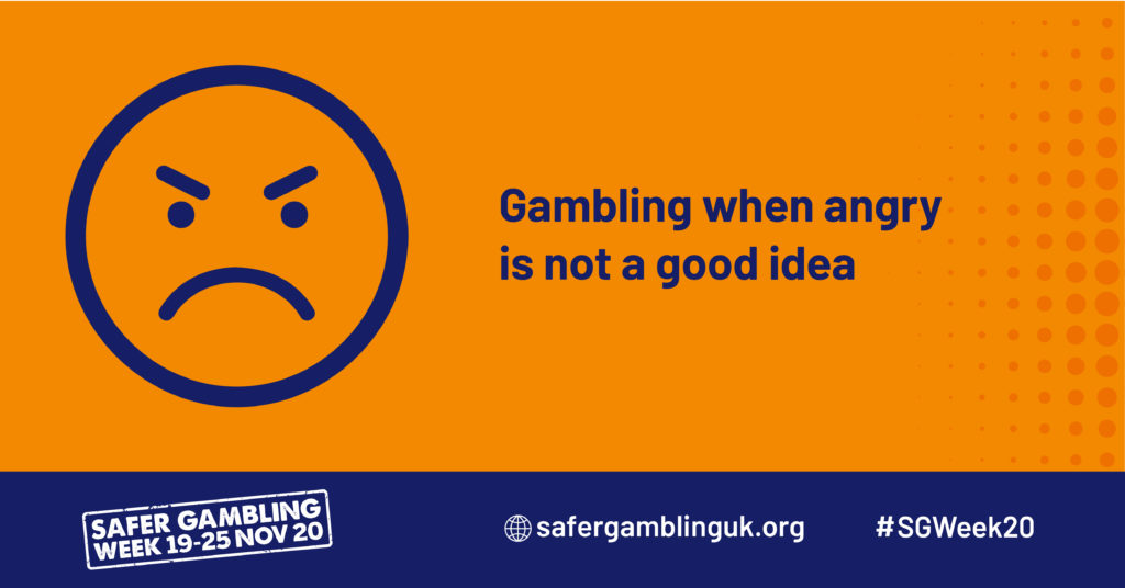 An infograph saying "gambling when angry is a bad idea"