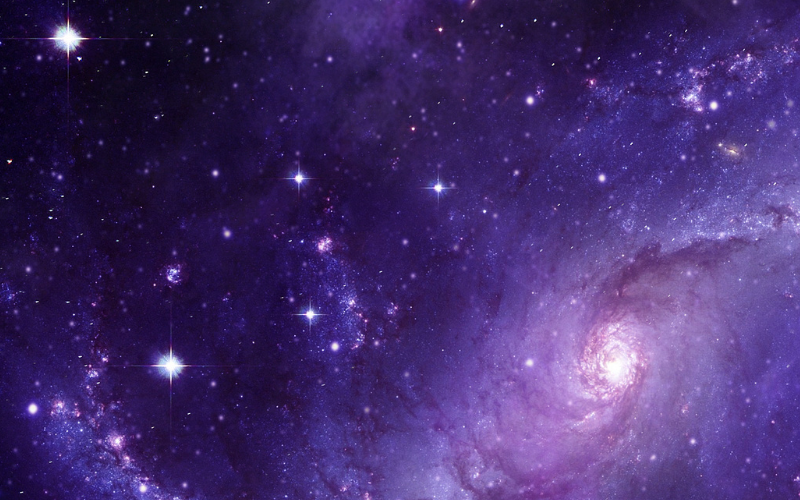A picture of deep space in purple - it's a veritable display of light