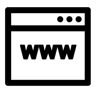 Gambar halaman internet kartun dengan www tertulis di dalamnya.