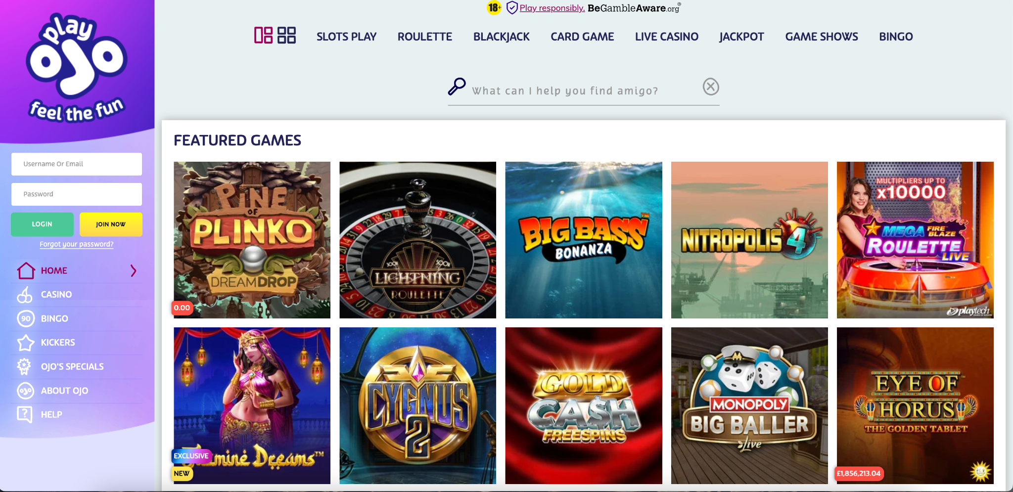 PlayOJO Online UK Casino