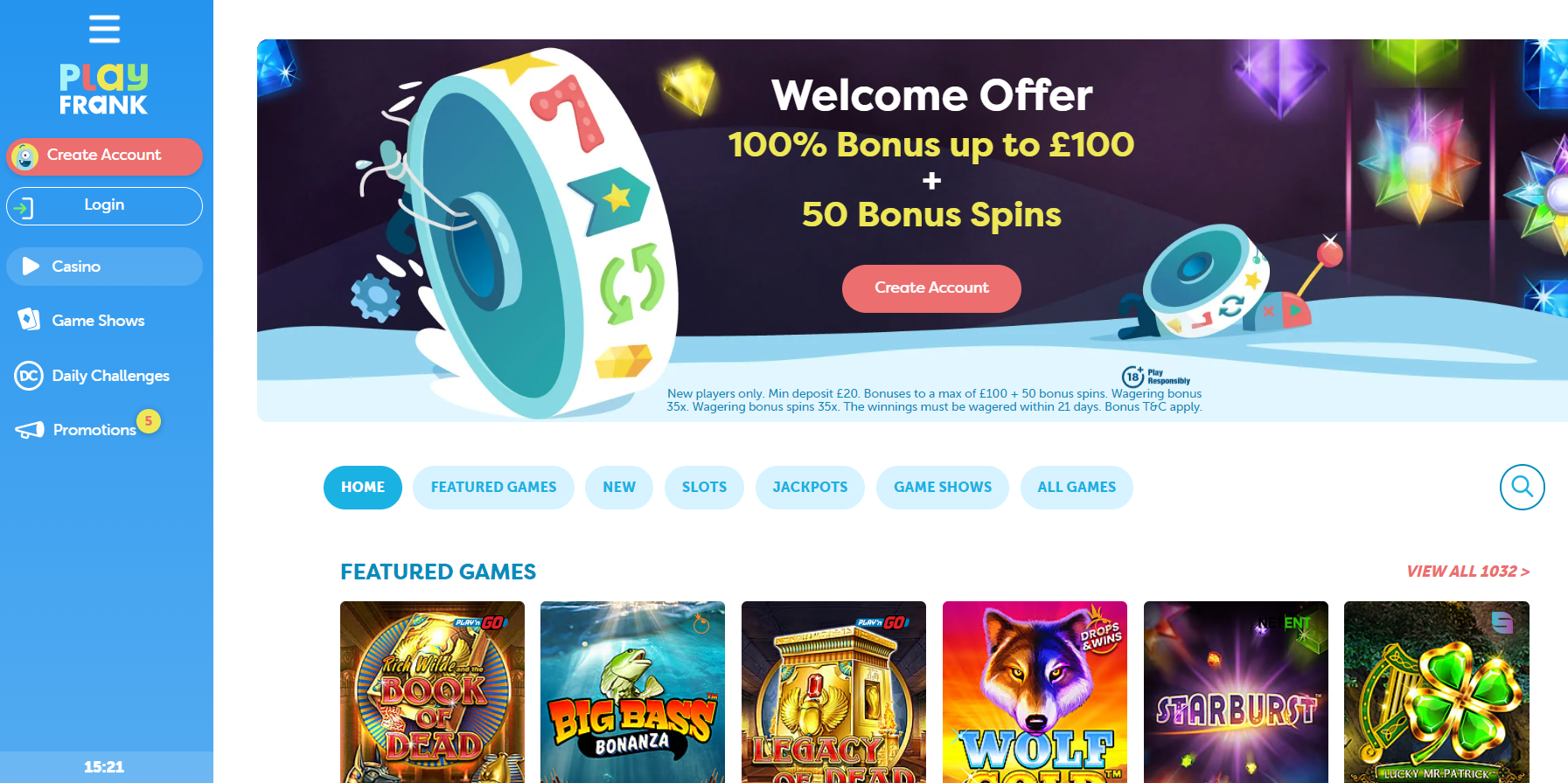 PlayFrank Casino - play Vampire Slots at an online UK casino